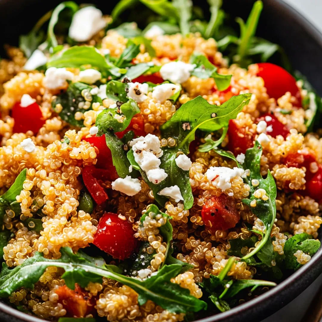 Schüssel mit Quinoa, Gemüse und Käse.