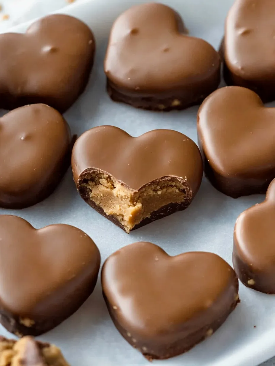 Ein herzförmiger Süßigkeit mit Erdnussbutterfüllung.