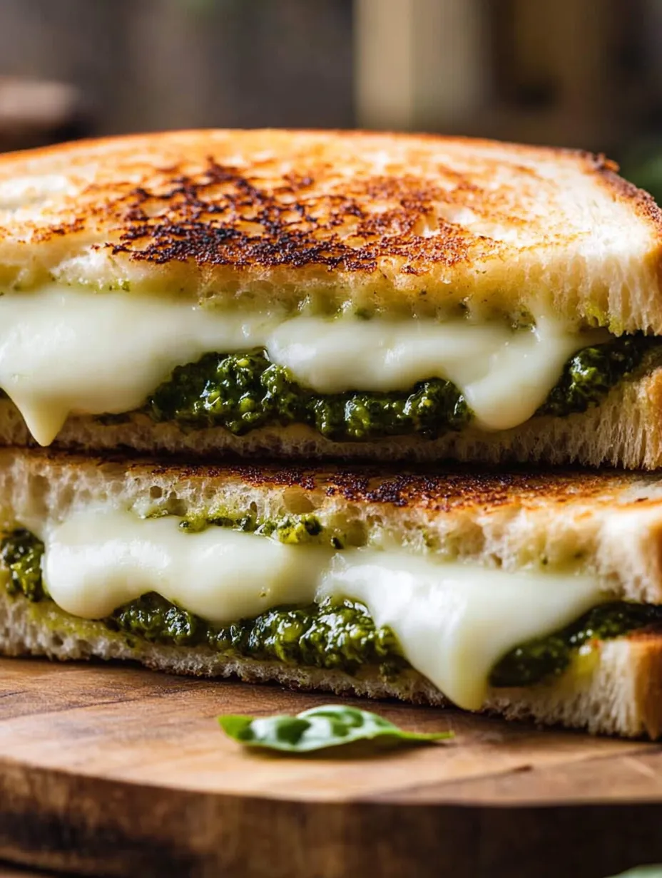 Ein Sandwich mit Käse und Spinat darauf.