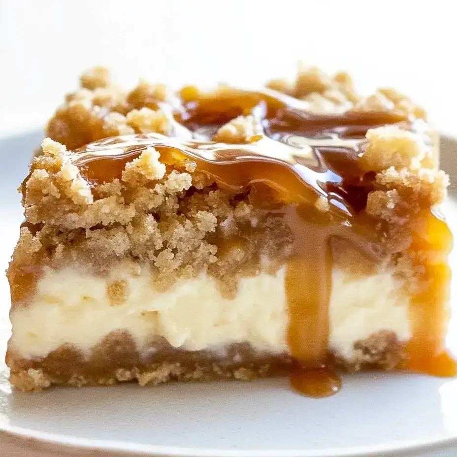 Ein Stück Kuchen mit Karamellsoße.