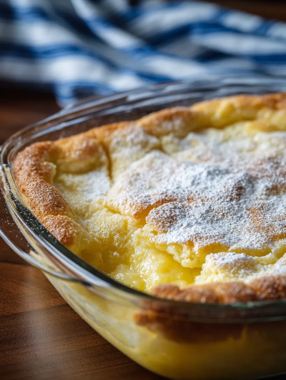 Ein Kuchen mit Puderzucker bestäubt.