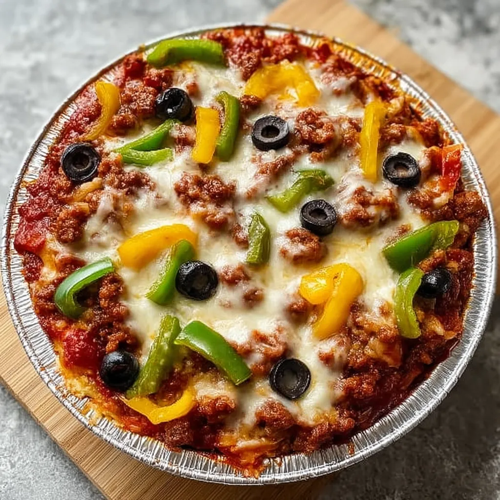 Eine Pizza mit Paprika und Oliven.