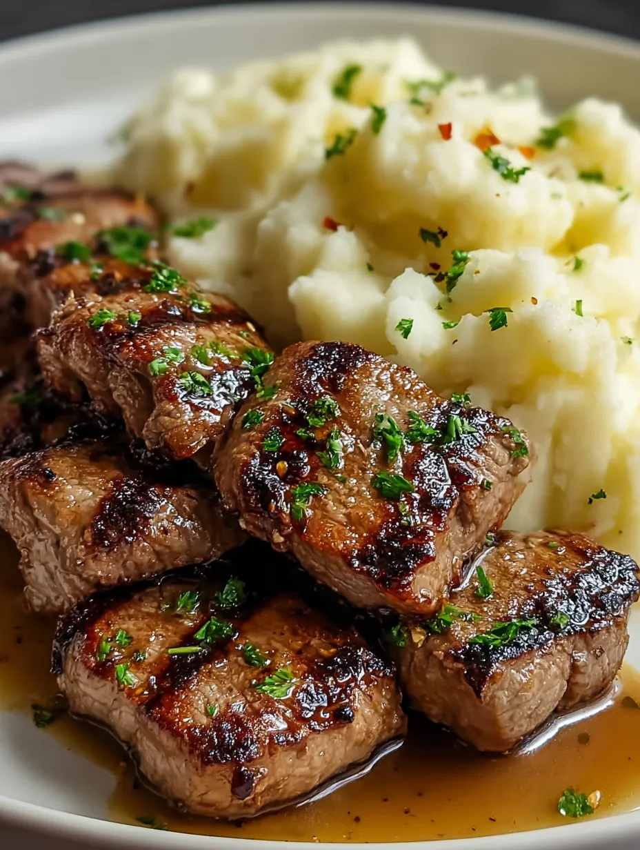 Steak und Kartoffeln auf einem Teller.