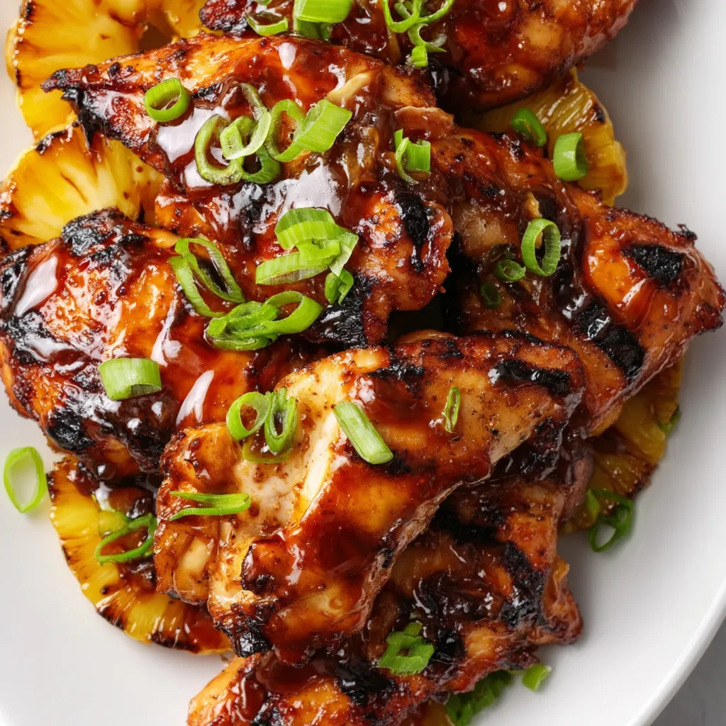 Huhn mit Ananas und Sauce.