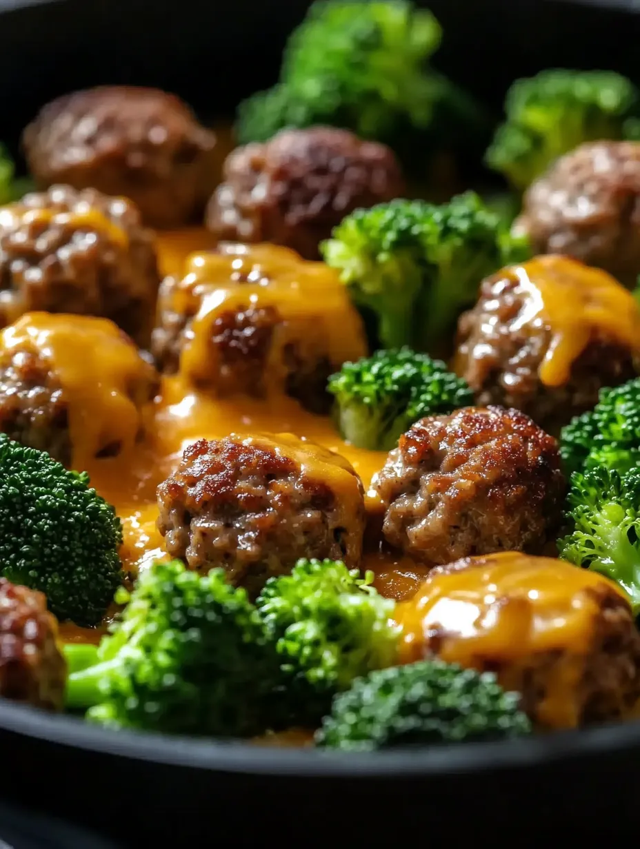 Ein Teller mit Hackfleisch und Brokkoli.