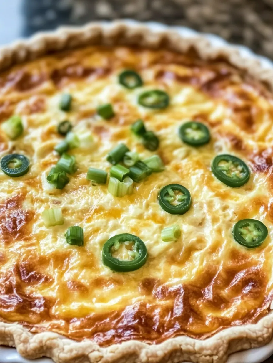 Eine Nahaufnahme eines Kuchens mit grünen Paprika und Käse.