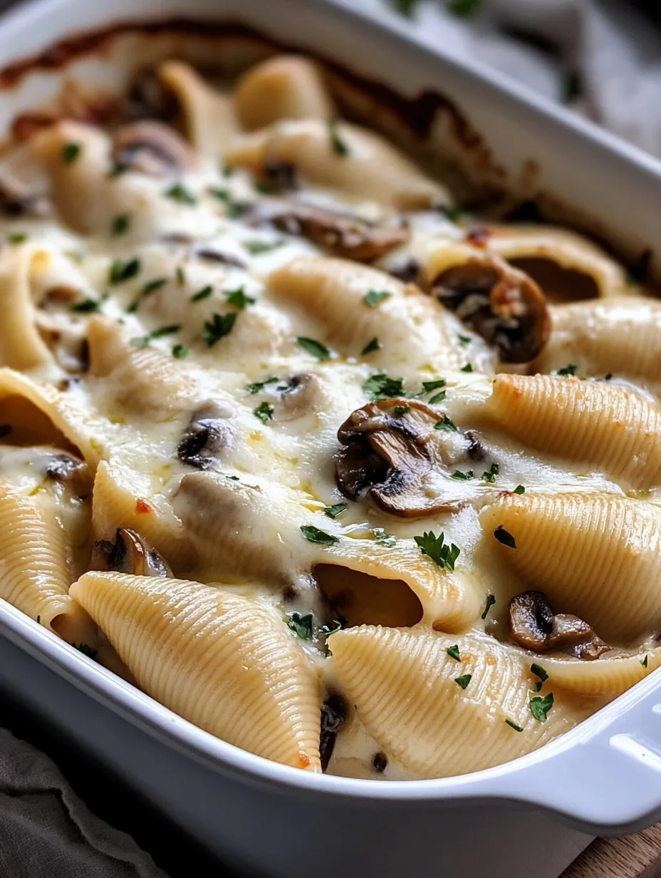 Eine Schüssel Pasta mit Pilzen und Käse.