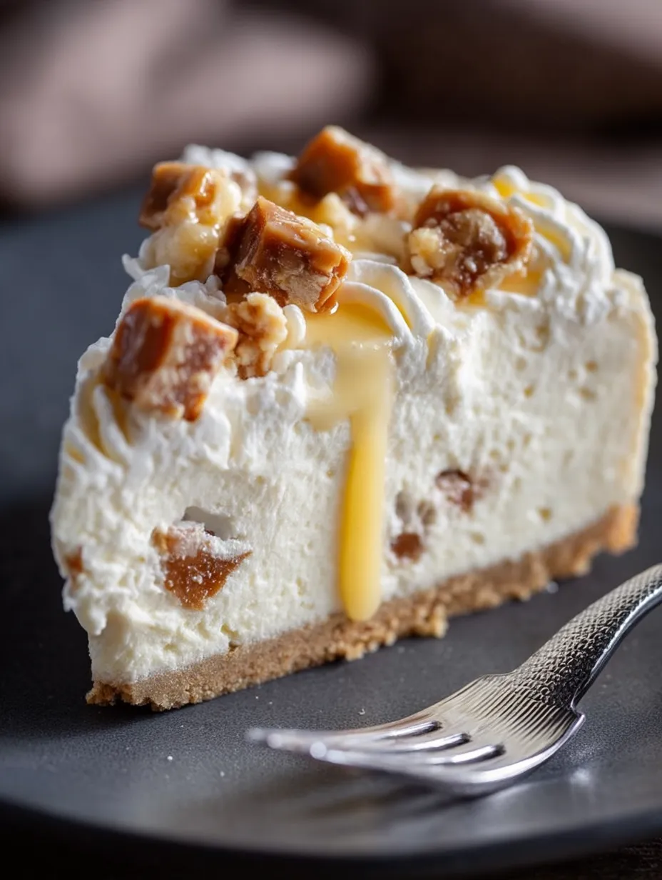 Ein Stück Torte mit viel Karamell obendrauf.