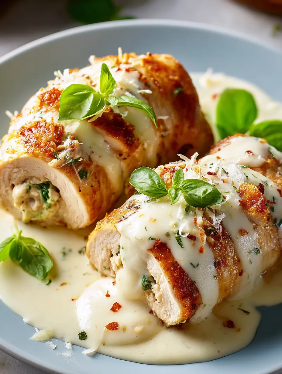 Hähnchen mit Soße und Kräutern.