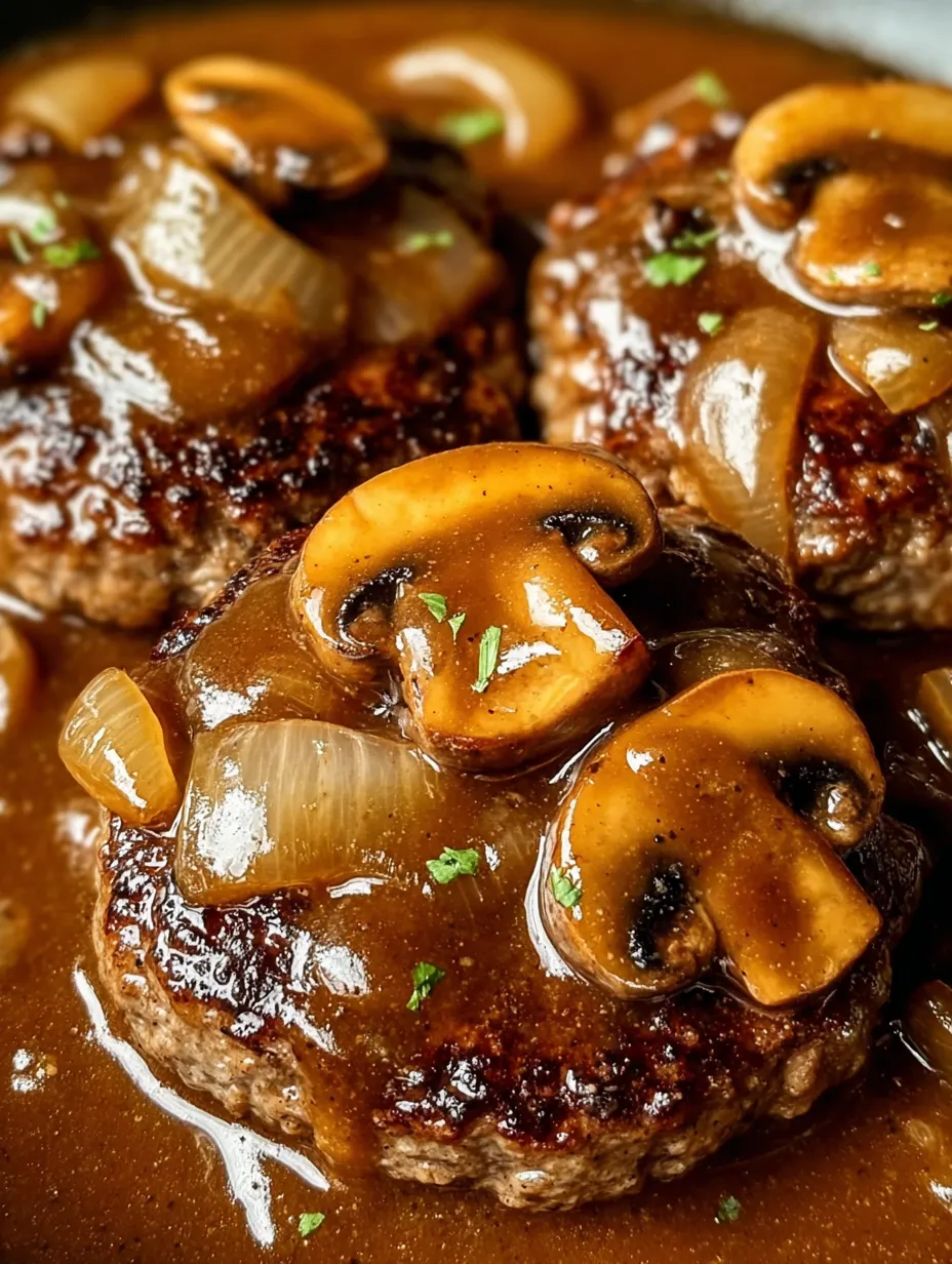 Pilze auf Fleisch-Frikadelle.