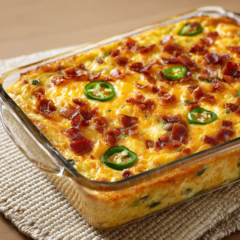 Ein Gericht mit Paprika und Bacon.