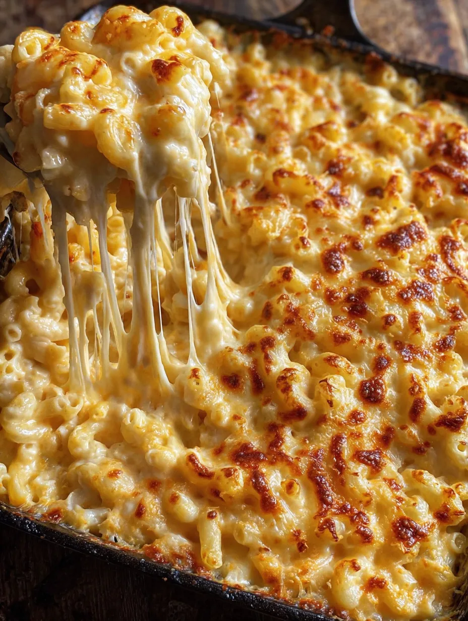 Nahaufnahme von Makkaroni mit Käse.