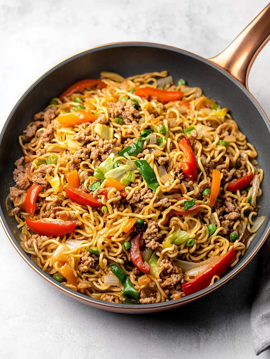 Eine Schüssel mit Nudeln, Fleisch und Gemüse.