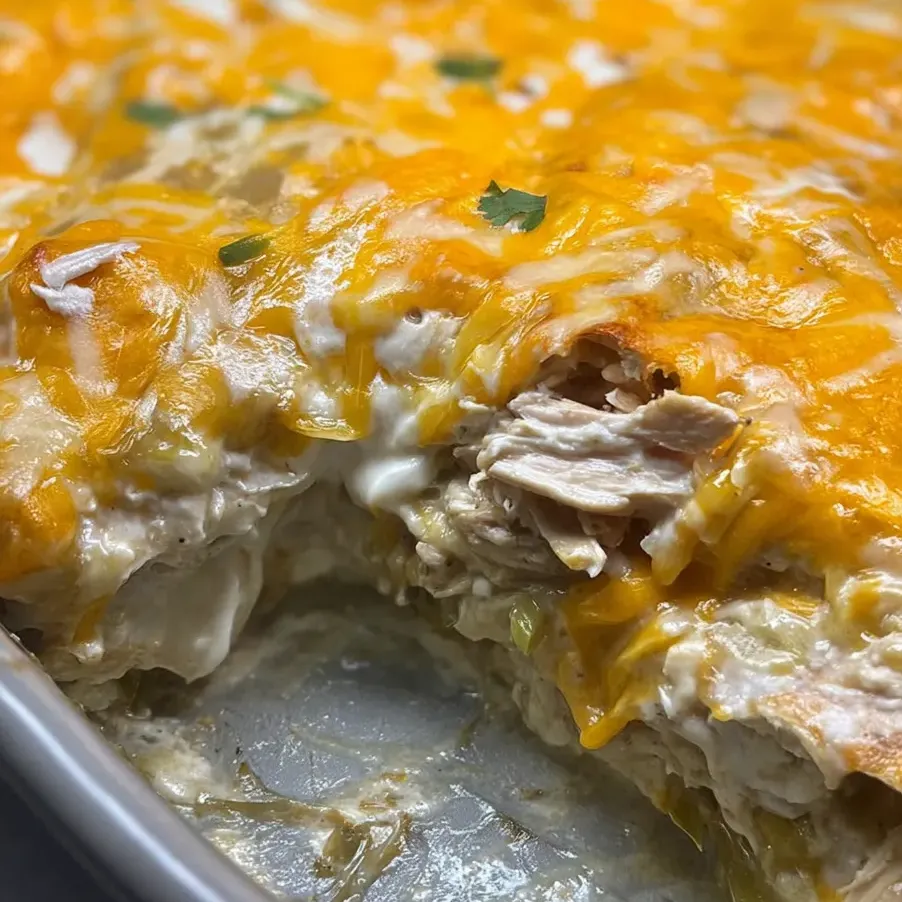 Ein Stück Pizza mit Käse und Hühnchen.