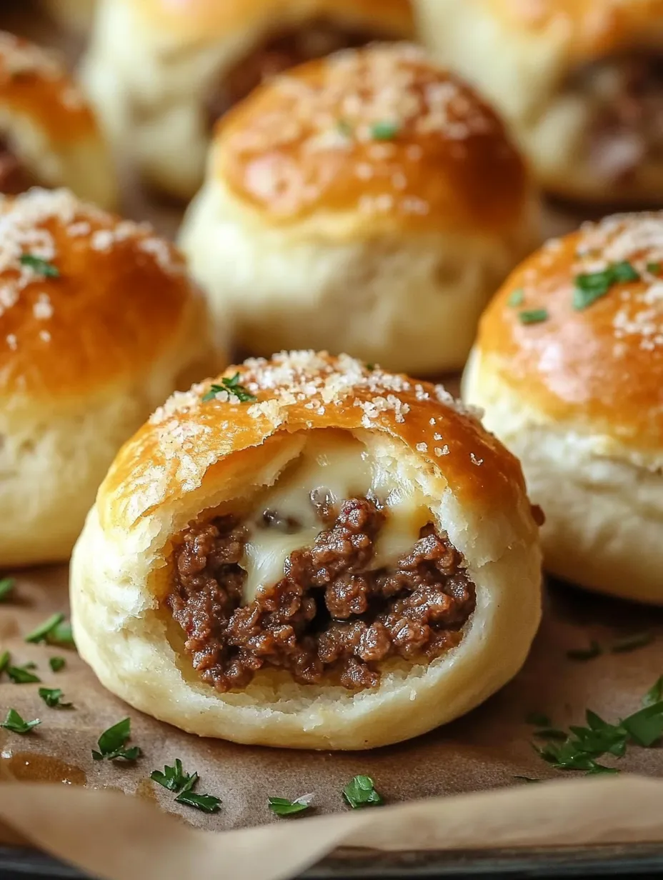 Einfache Knoblauch-Parmesan-Cheeseburger-Bomben