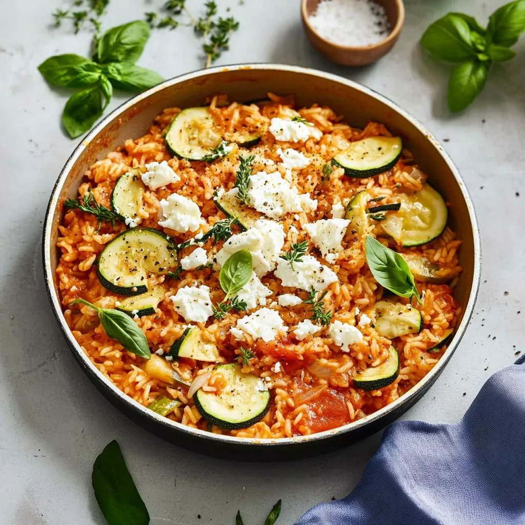 Zucchini-Reis-Pfanne mit Feta