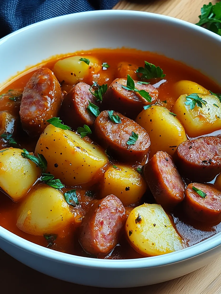 Kartoffelgulasch mit Würstchen Rezept