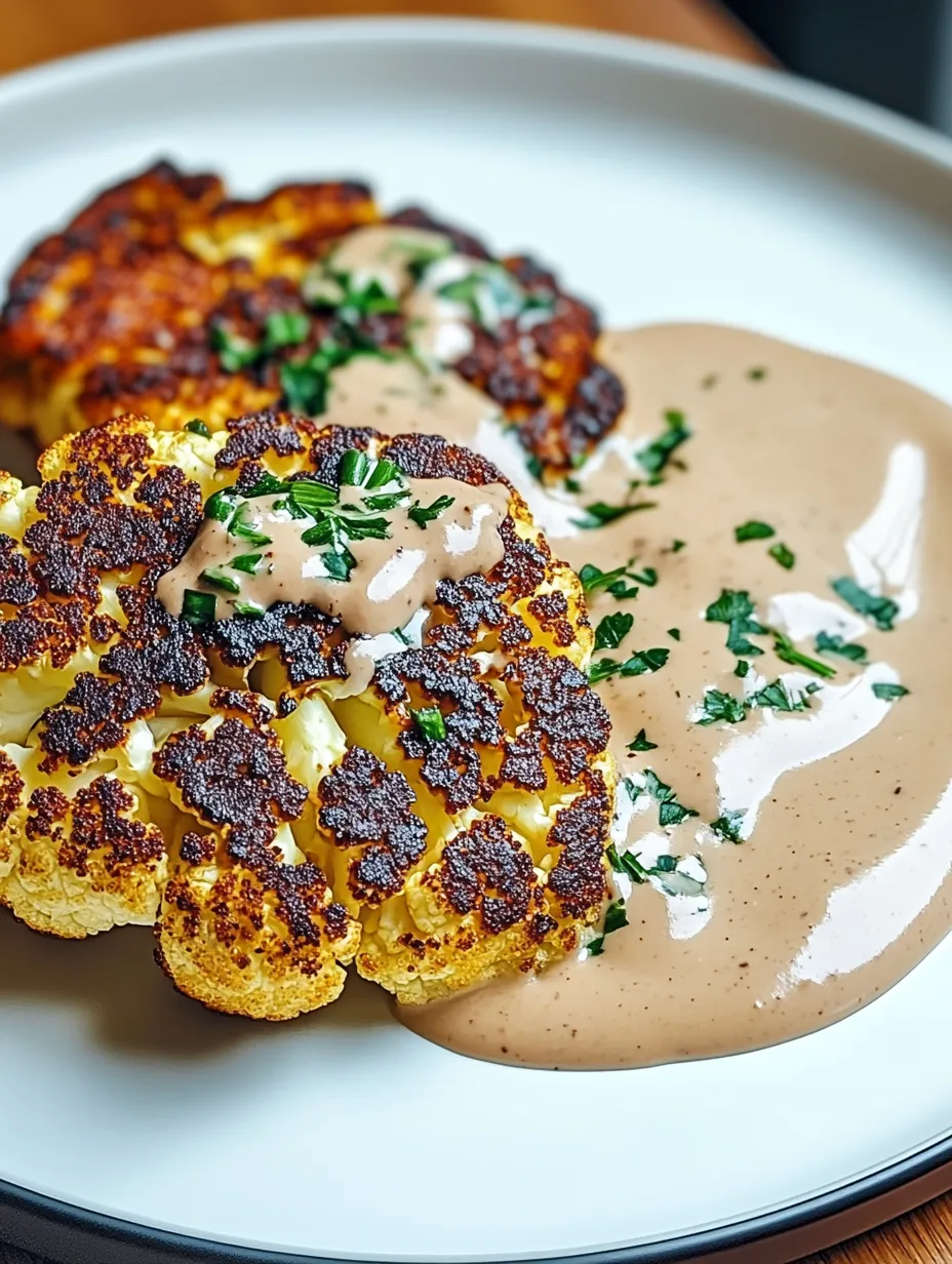 Blumenkohlsteak mit Pfefferrahmsauce Rezept