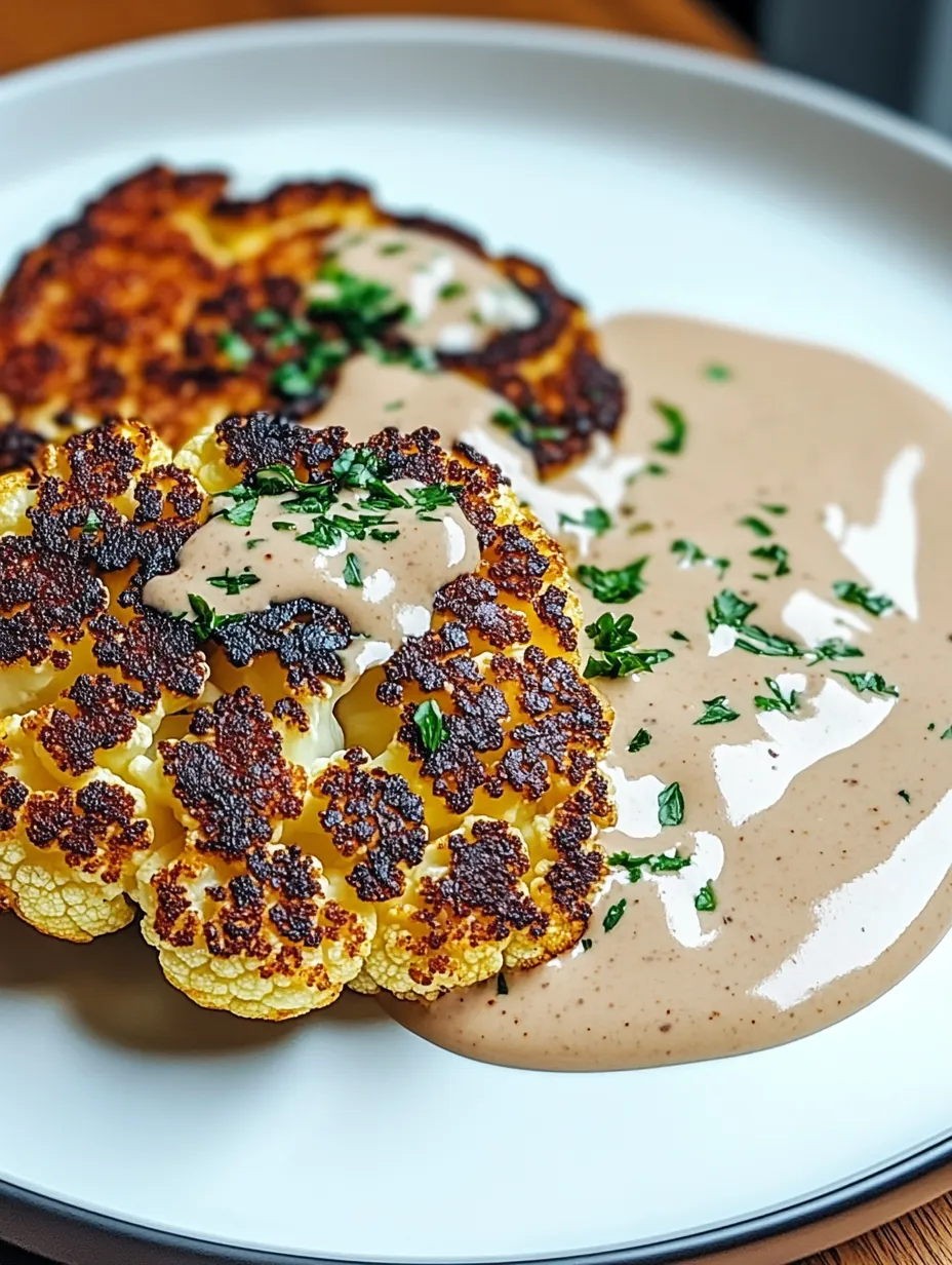 Einfaches Blumenkohlsteak mit Pfefferrahmsauce