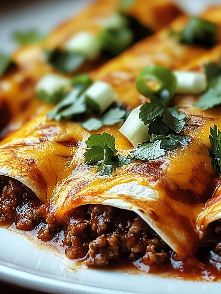 Einfache mit Hackfleisch gefüllte und gebackene Enchiladas