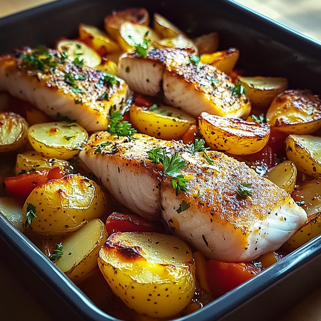 Portugiesischer gebackener Fisch mit Kartoffeln