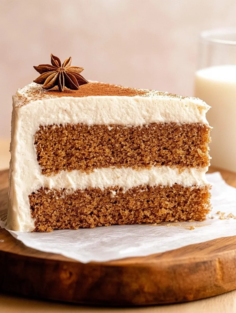 Ein Stück Kuchen mit einem Löffel Milch daneben.