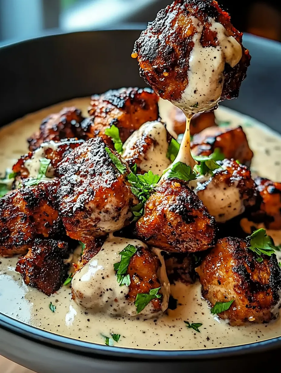 Schale mit Hähnchen und Soße.