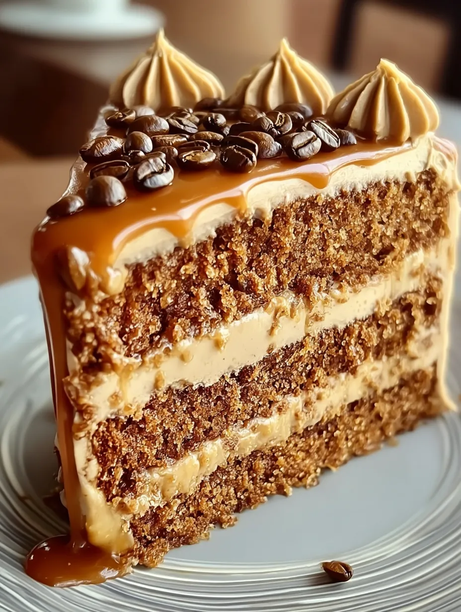 Ein Stück Kuchen mit Karamellglasur.