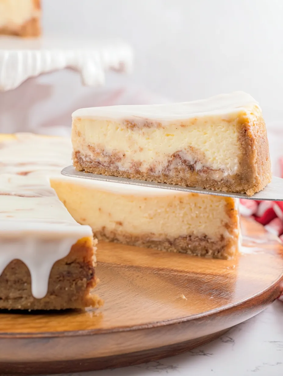 Ein Stück Käsekuchen mit weißer Glasur.