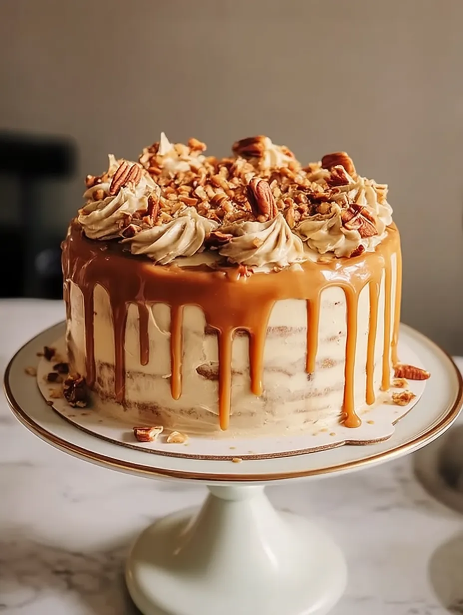 Ein Kuchen mit Karamell-Topping.