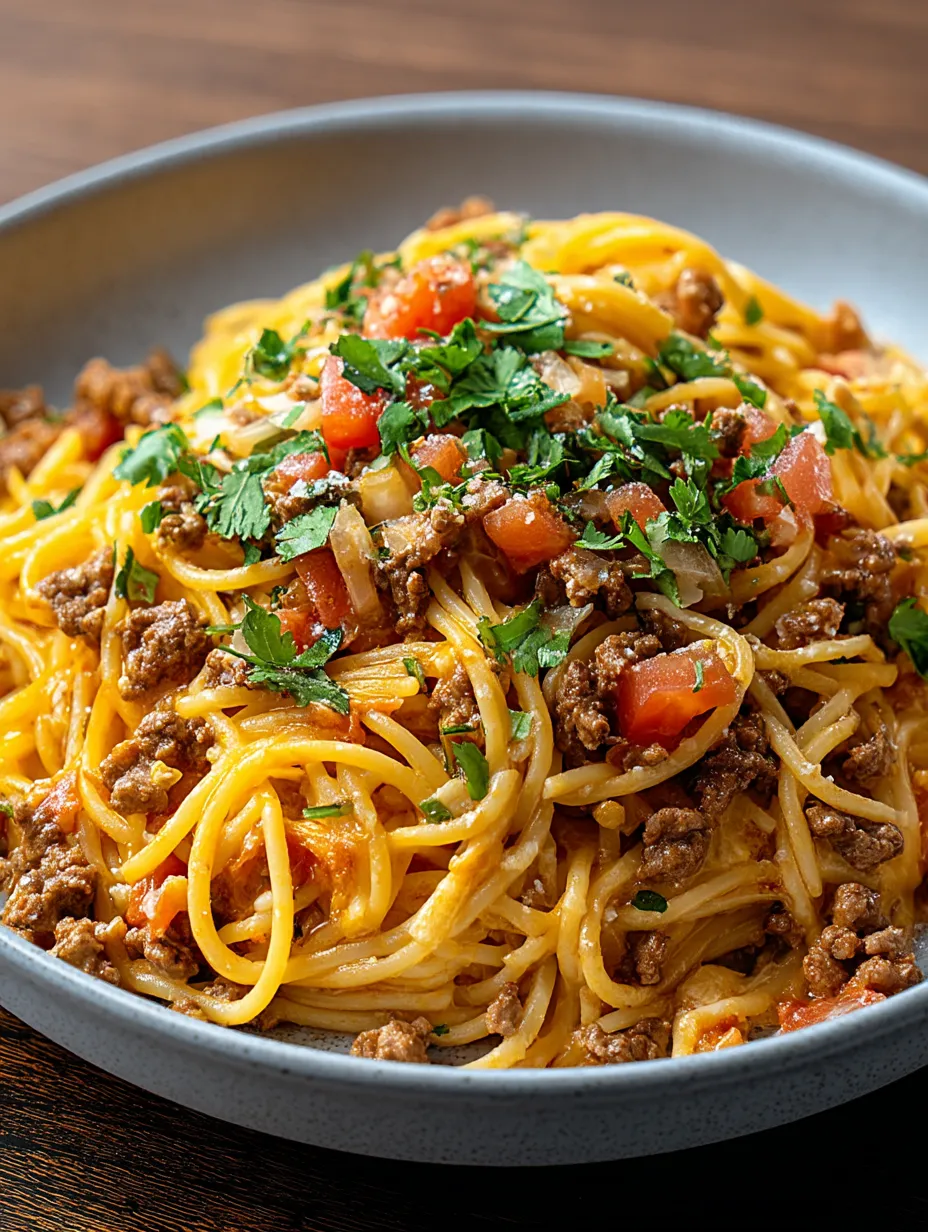 Eine Schüssel Spaghetti mit Hackbällchen und Tomaten.