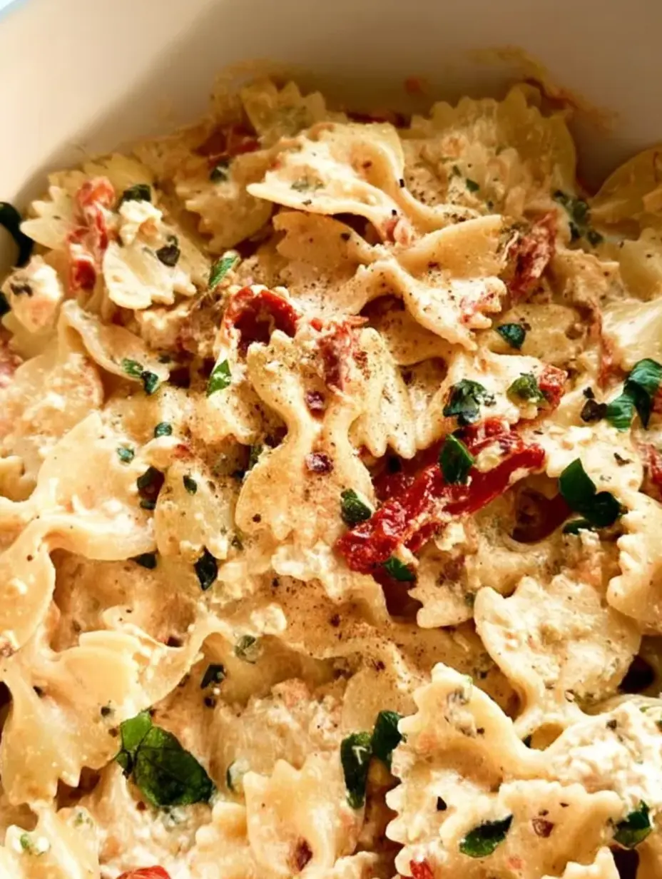 Eine Schüssel Pasta mit roter Soße.