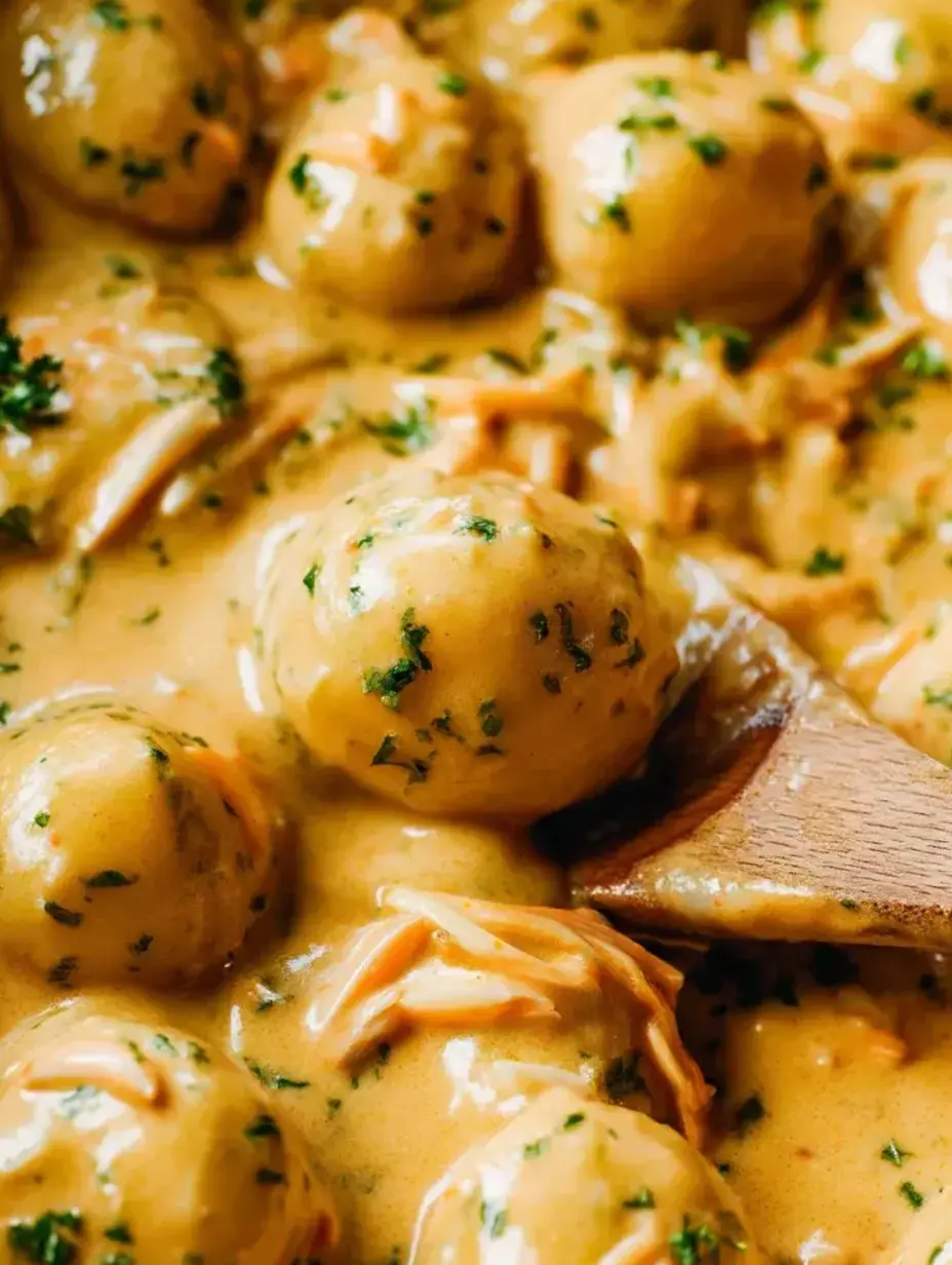 Ein Holzlöffel in einer Schüssel mit Essen.