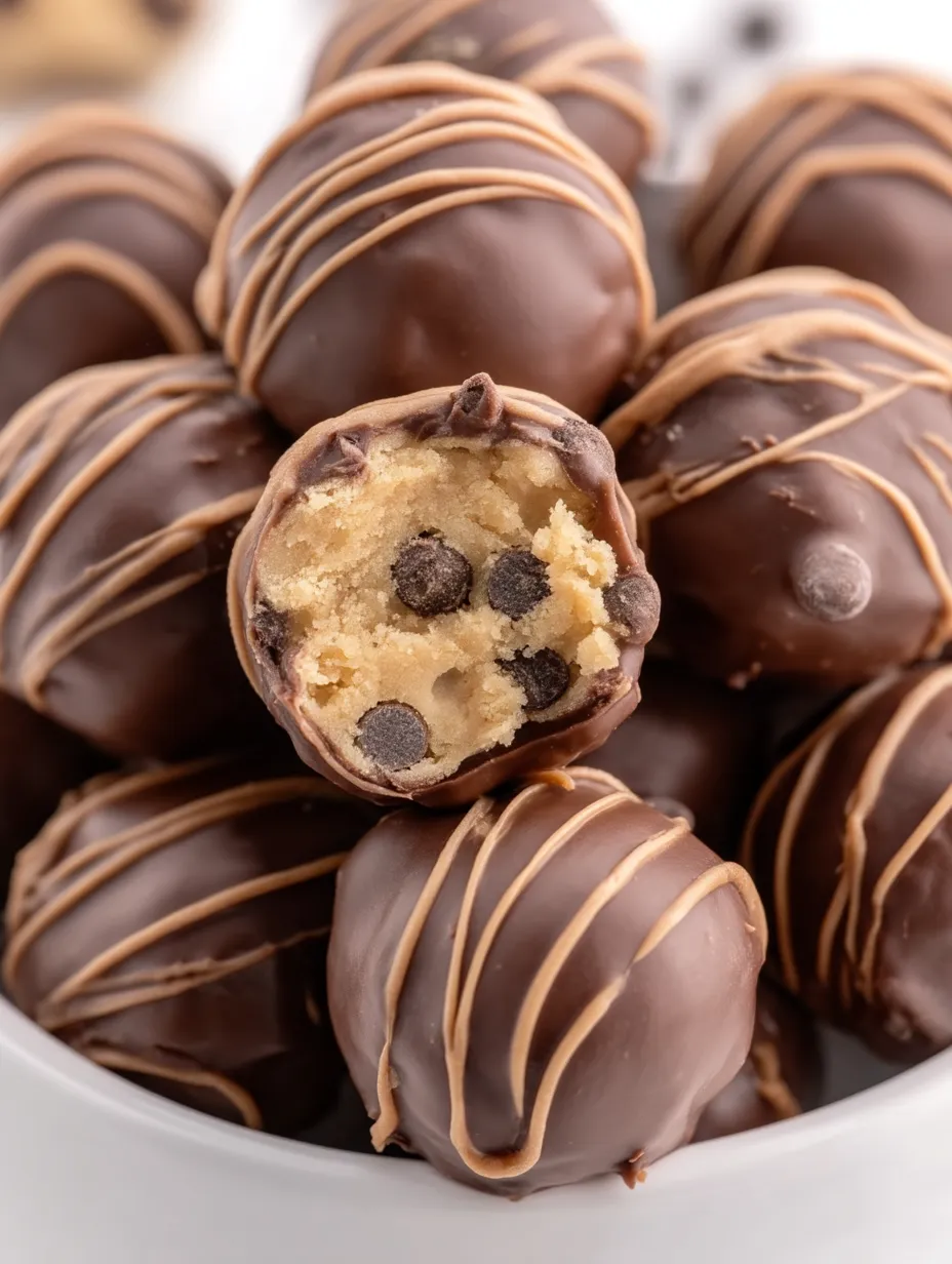 Eine Schüssel mit Schokoladenpralinen und einem Keks in der Mitte.