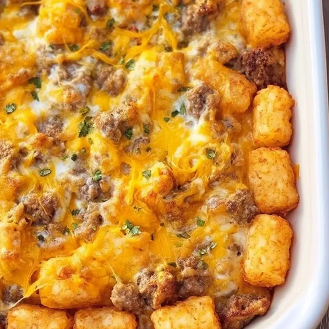 Ein Gericht mit Tater Tots obenauf.