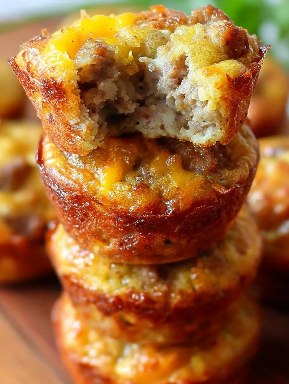 Ein Stapel Muffins mit Käse und Fleischfüllung.