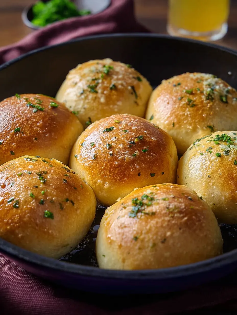 Eine Schüssel mit Brötchen und grüner Garnitur.
