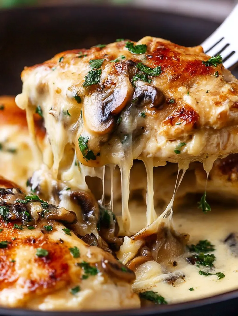 Ein Stück Essen mit Pilzen darauf.