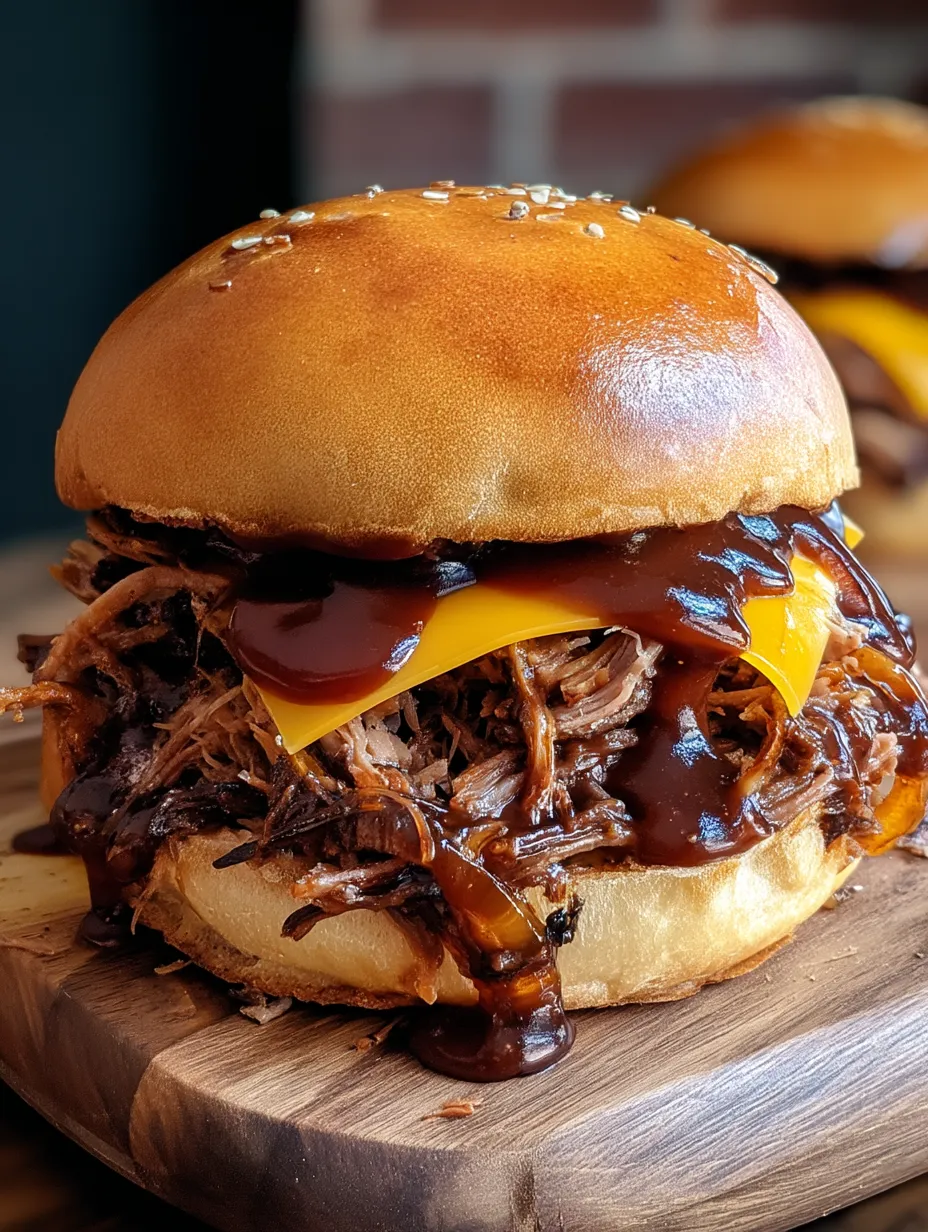 Nahaufnahme eines Barbecue-Sandwichs mit Soße.