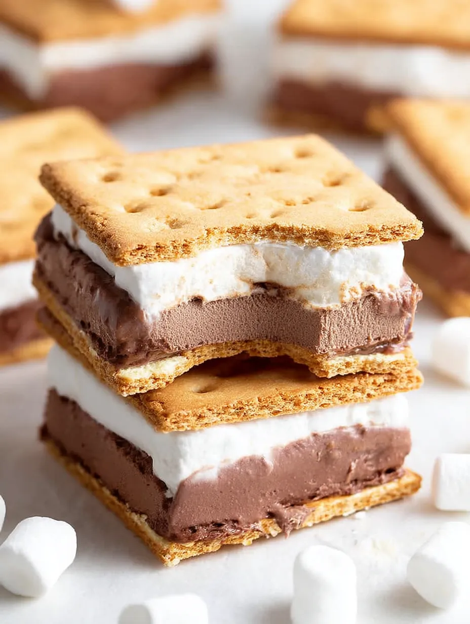 Ein Stapel von vier S'mores.