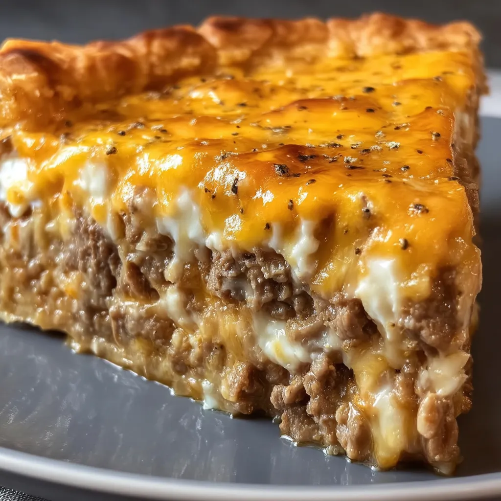 Ein köstliches Stück Käse-Hack-Auflauf.