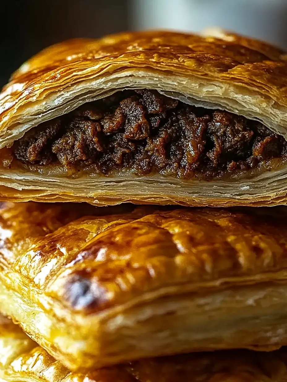 Eine Teigtasche mit Fleisch- und Käsefüllung.