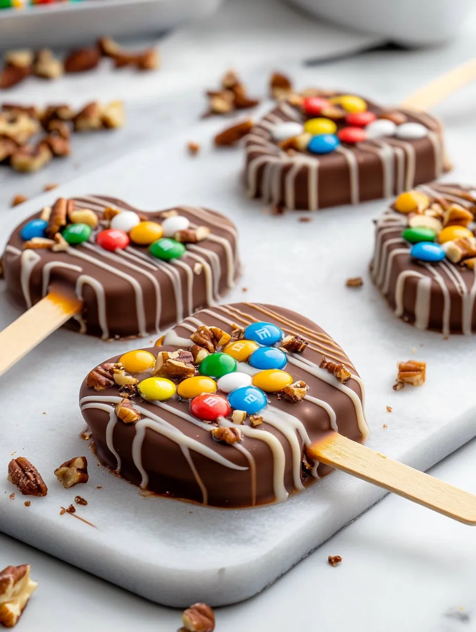 Ein Schokoladenkuchen mit Schokolinsen und Nüssen darauf.