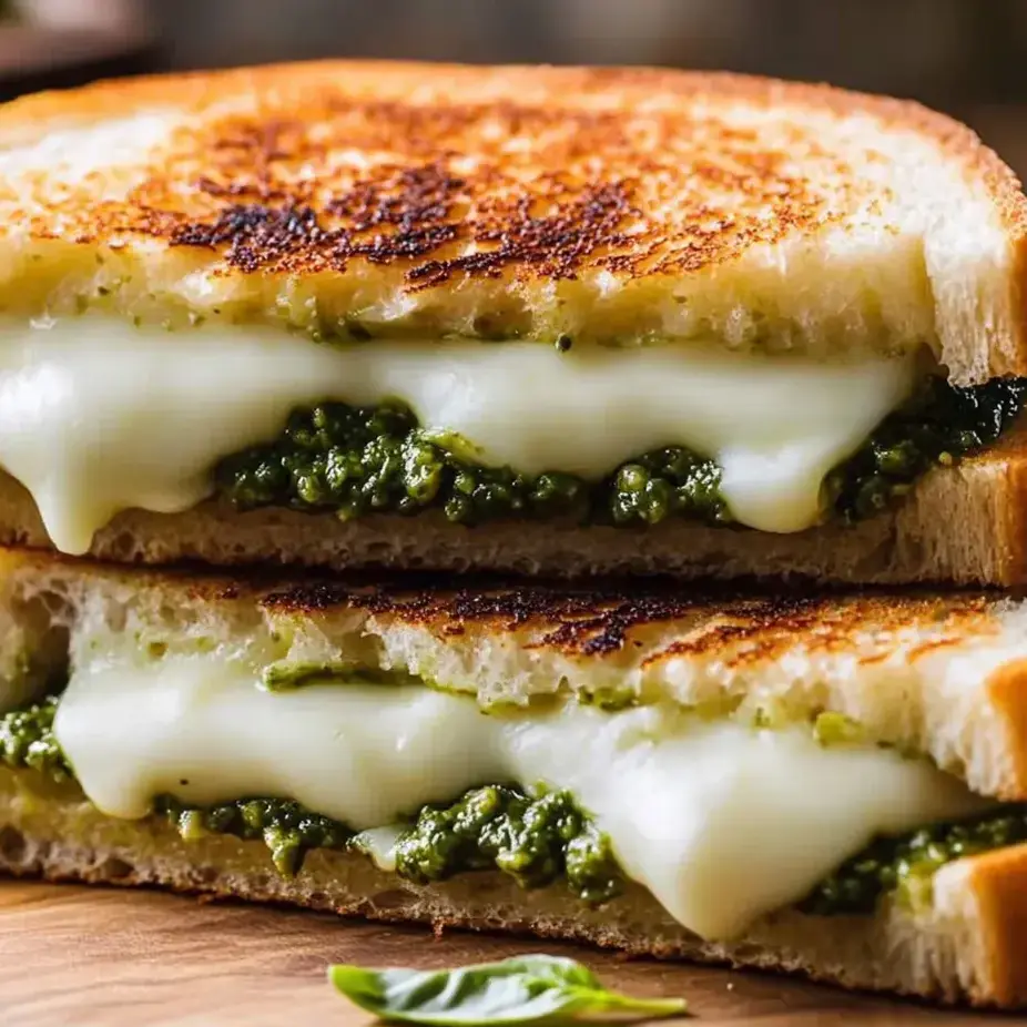 Zwei Sandwiches mit Käse und Spinat.