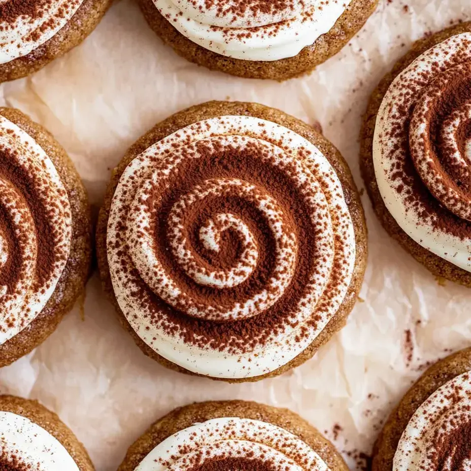 Eine Nahaufnahme eines Desserts mit Schokoladenwirbel.