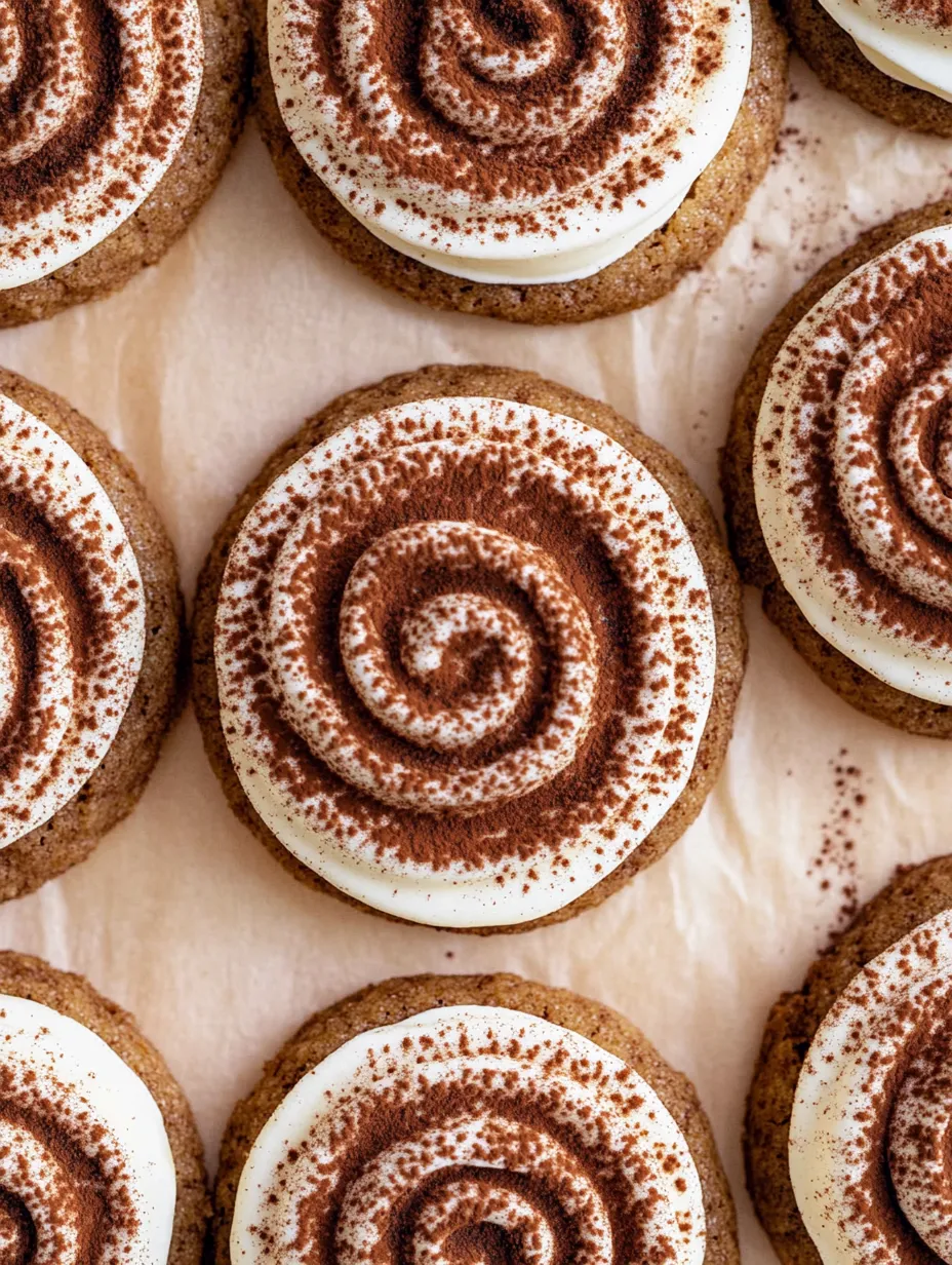 Nahaufnahme eines Kekses mit weißer Creme und Schokostreuseln.