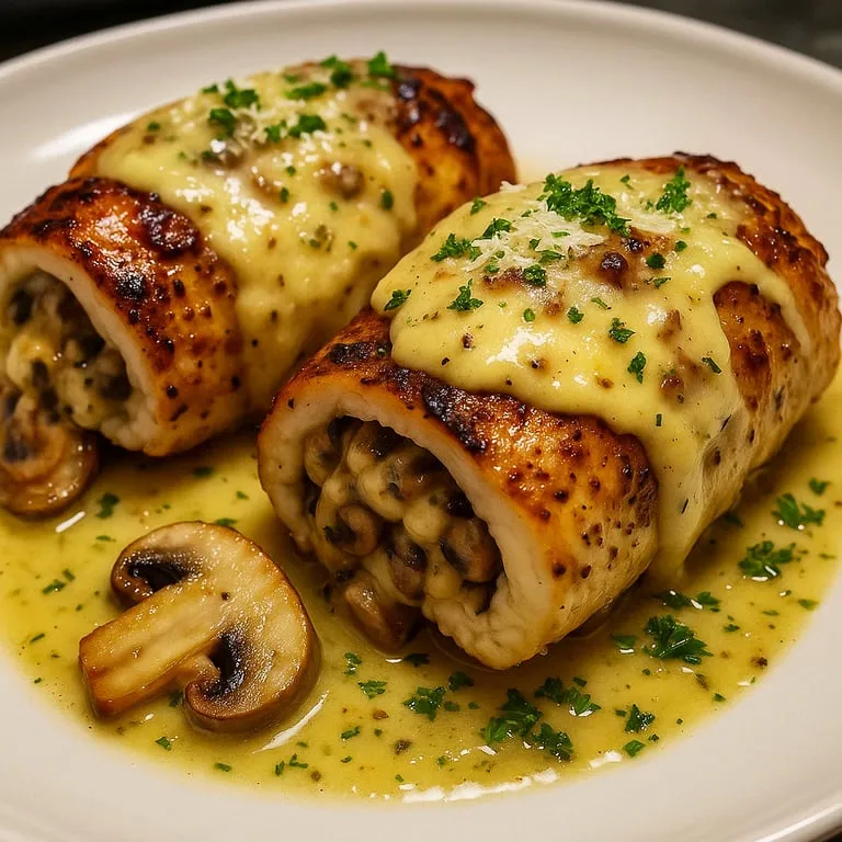 Gefülltes Huhn mit Käse und Knoblauchbutter