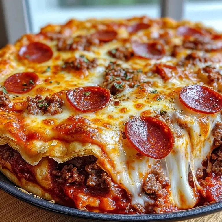 Eine Pizza mit Salami und Käse.