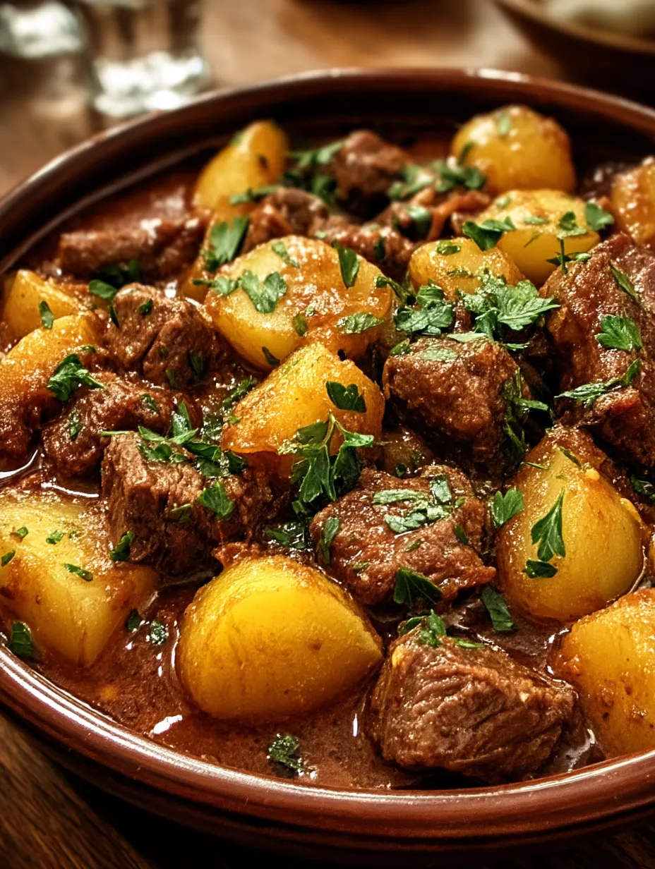 Eine köstliche Schale mit Fleisch und Kartoffeln.