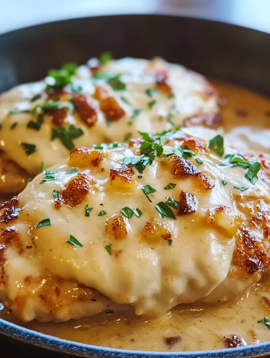 Zwei Hähnchenteile mit geschmolzenem Käse obendrauf.